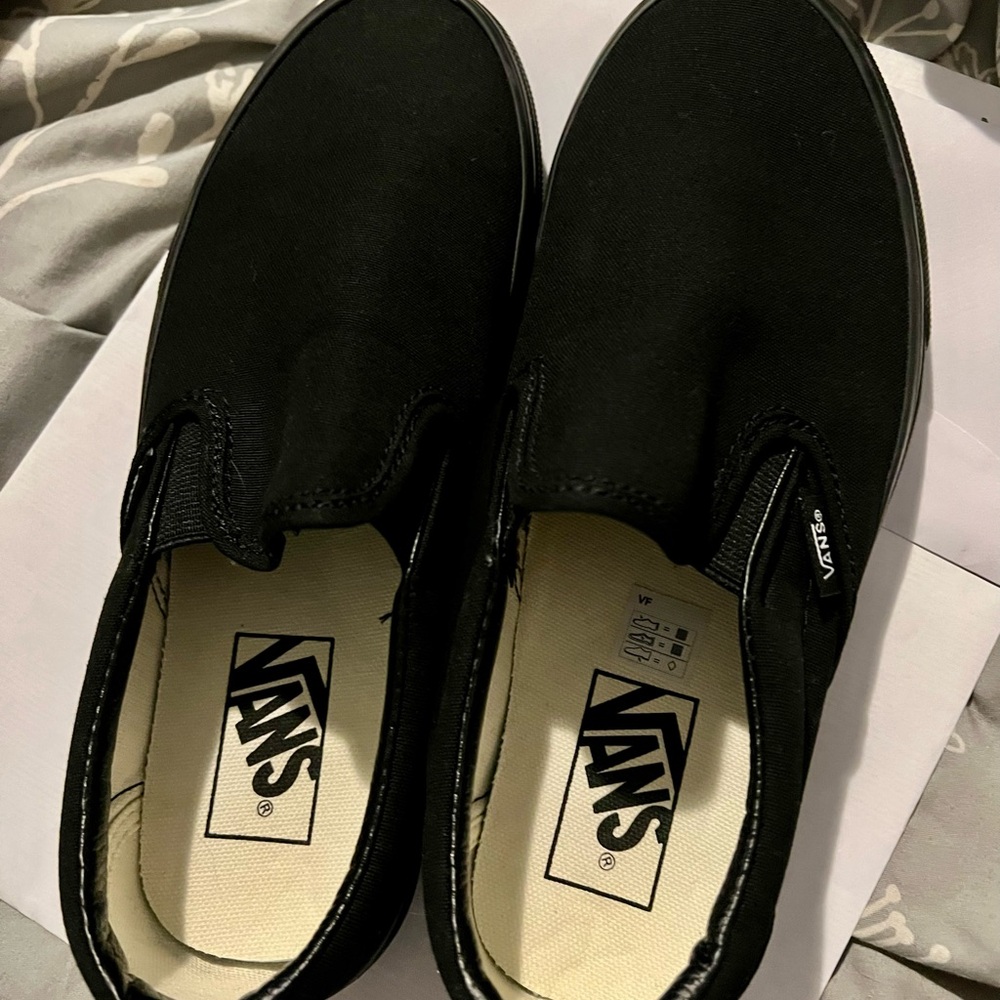 Vans Black Canvas Slip-On Sneakers - Picture 4 of 11